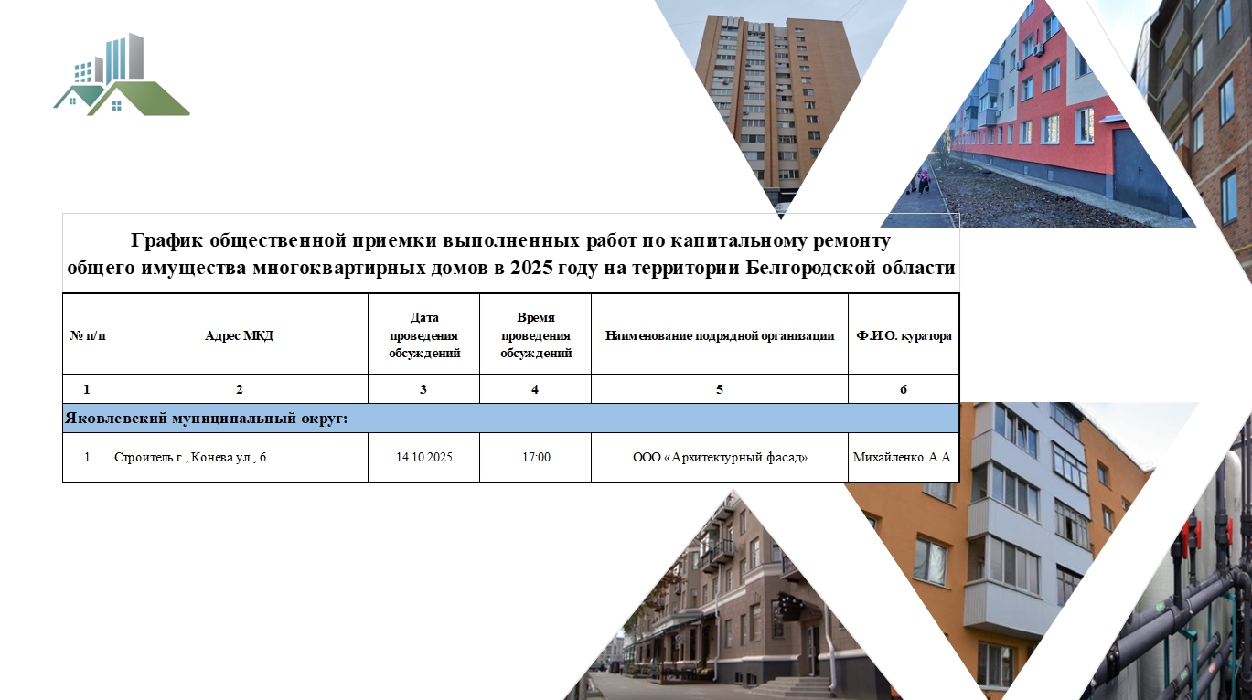 График общественной приемки на 14 октября